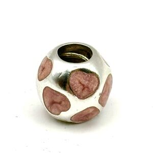 Pandora Love You Pink Enamel Hearts & Silver Charm  RETIRED 790543 EN S 925